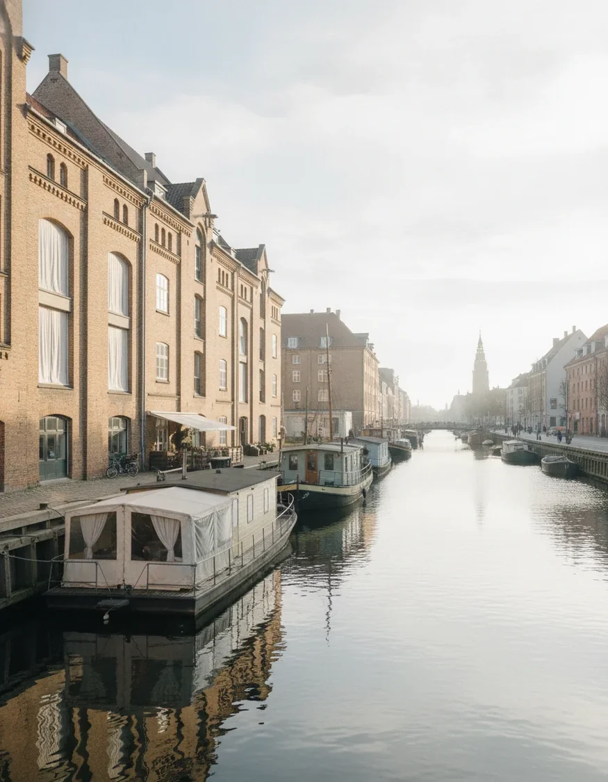 Københavns kanal i morgenlys