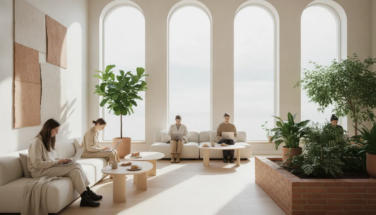 Lys skandinavisk hotellobby